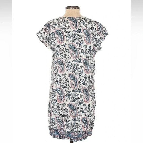 Madewell 100% Silk Floral Paisley Print Popover Dress Pink Blue Size XS - Picture 5 of 9